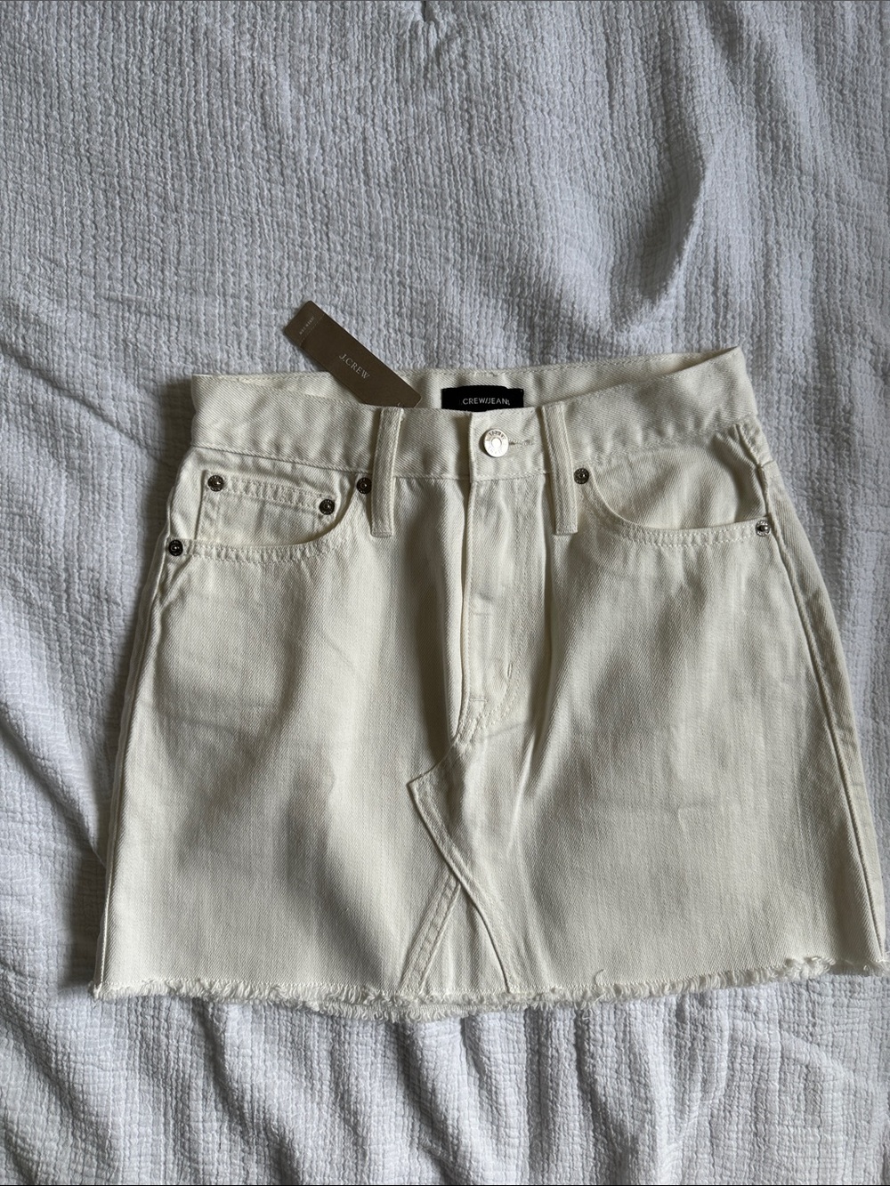 NWT J. Crew Cream Denim Mini Skirt